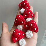 2Pcs Hand-knitted Woolen Red Mushroom Crafts DIY Accessories