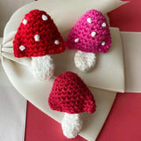 2Pcs Hand-knitted Woolen Red Mushroom Crafts DIY Accessories