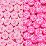 100pcs Breast Cancer Pink Ribbon Clay Beads Spacer DIY Jewelry Making