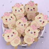 10pcs Glitter Felt Fabric Nonwovens Birthday Cake Bunny Bear Applique DIY Patch