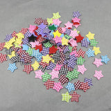200Pcs 20mm Padded Grid Cloth Stars Appliques DIY Sewing Patches