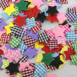 200Pcs 20mm Padded Grid Cloth Stars Appliques DIY Sewing Patches