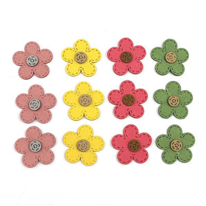 30Pcs Leather Flowers Patches Applique DIY Craft Supplies Kids Hair Accessories