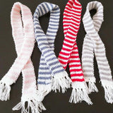 Hand Knitted Stripe Long Scarf Christmas Plush Toy DIY Art Craft Decor