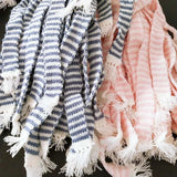 Hand Knitted Stripe Long Scarf Christmas Plush Toy DIY Art Craft Decor