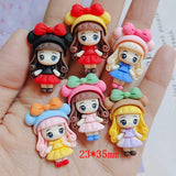 10pcs Flat Back Resin Cartoon Doll DIY Resin Cabochons for Kids Hair Clip Cover