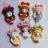 10pcs Flat Back Resin Cartoon Doll DIY Resin Cabochons for Kids Hair Clip Cover