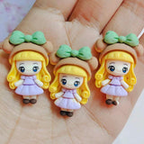 10pcs Flat Back Resin Cartoon Doll DIY Resin Cabochons for Kids Hair Clip Cover