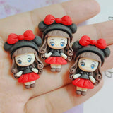 10pcs Flat Back Resin Cartoon Doll DIY Resin Cabochons for Kids Hair Clip Cover
