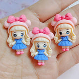 10pcs Flat Back Resin Cartoon Doll DIY Resin Cabochons for Kids Hair Clip Cover
