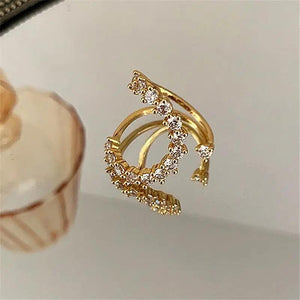 Korea's Temperament Micro Inlay Adjustable Ring Exaggerated Ring Female