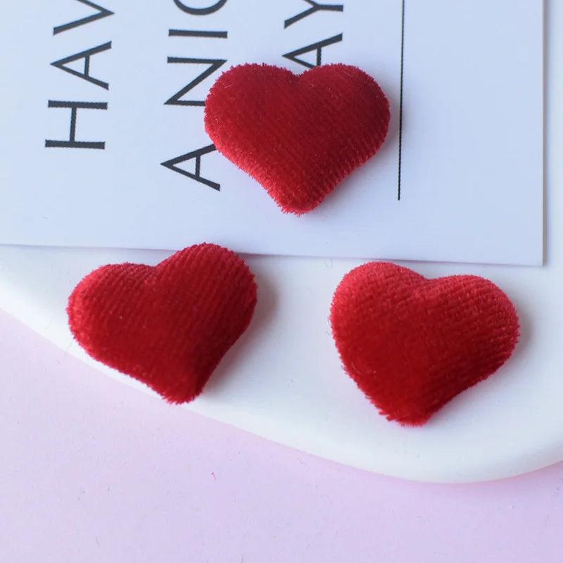 20-30Pcs Flocking Knit Love Heart Resin Patch DIY Hairpin Accessory