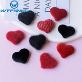20-30Pcs Flocking Knit Love Heart Resin Patch DIY Hairpin Accessory