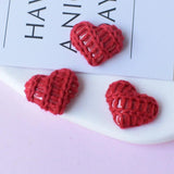 20-30Pcs Flocking Knit Love Heart Resin Patch DIY Hairpin Accessory