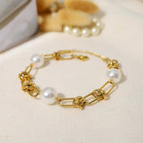 Retro Pearl Bracelet Titanium Steel Elegant Bracelet