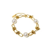 Retro Pearl Bracelet Titanium Steel Elegant Bracelet