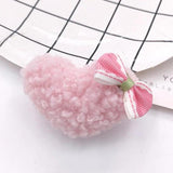 10Pcs Cartoon Pink Plush Doll Patches DIY Heart/Bow/Cat/Pig Accessories