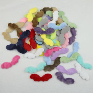 80Pcs Plush Angel Wings Padded Appliques DIY Clothes Scarf Bows Decor Patches