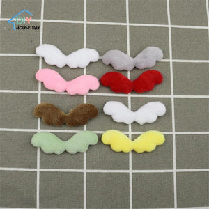 80Pcs Plush Angel Wings Padded Appliques DIY Clothes Scarf Bows Decor Patches