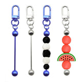 5Pcs Metal Beaded Keyring for DIY Key Chain Bag Decor