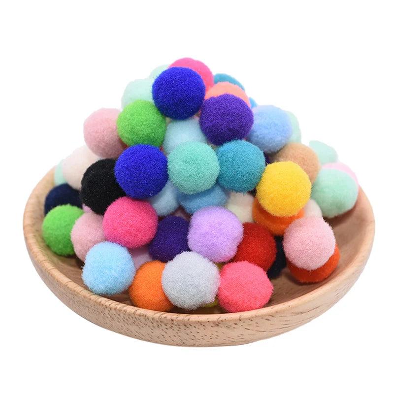 100 Colorful Pompoms 15-25mm Soft Fluffy Pom Poms Ball