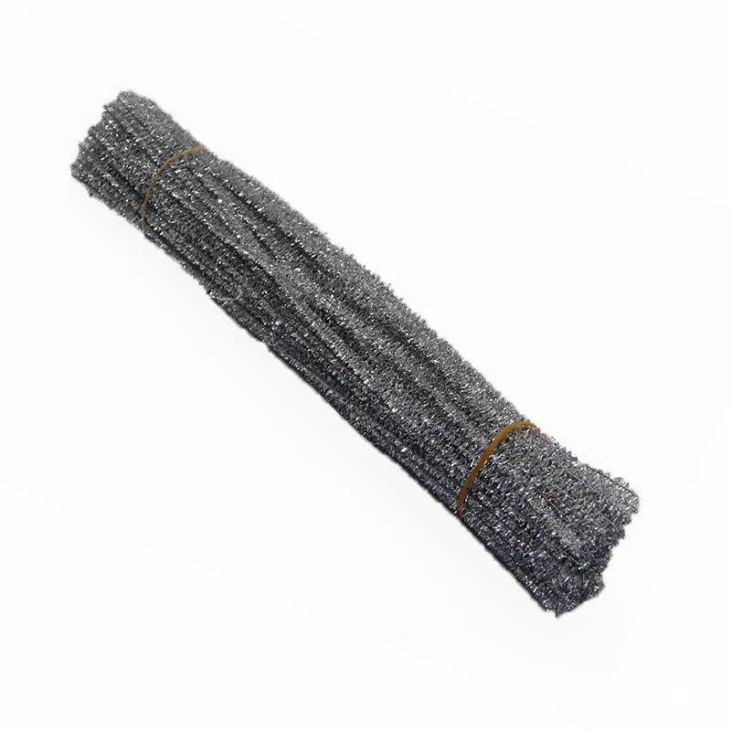 100 Glitter Tops Plush Metal Wire Stems DIY Craft Supplies Toy Making