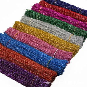 100 Glitter Tops Plush Metal Wire Stems DIY Craft Supplies Toy Making