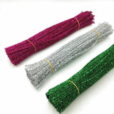 100 Glitter Tops Plush Metal Wire Stems DIY Craft Supplies Toy Making