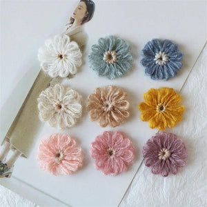 20Pcs 40mm Knitting Flower Applique DIY Craft Earrings Hairpin Jewelry Clothing