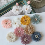 20Pcs 40mm Knitting Flower Applique DIY Craft Earrings Hairpin Jewelry Clothing