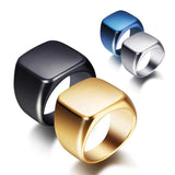 Custom Engraved Mens Signet Ring Stainless Steel Fraternal Band BF Gift