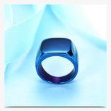Custom Engraved Mens Signet Ring Stainless Steel Fraternal Band BF Gift