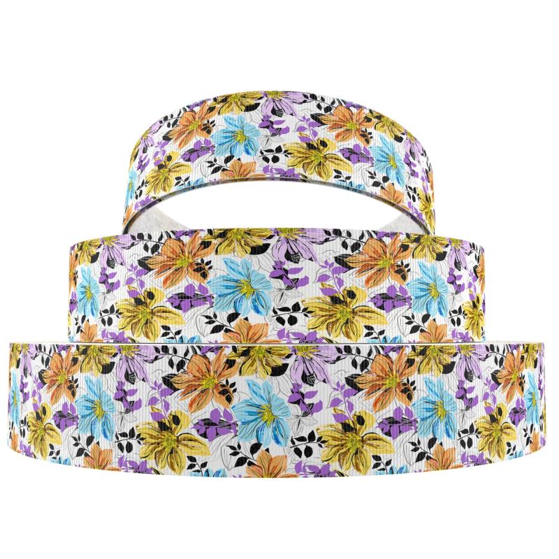 Autumn Flower Pumpkin Leaves Printed Grosgrain Ribbon Roll 22MM 25MM 38MM