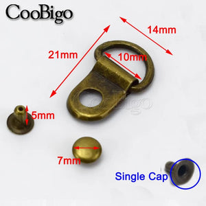 50 D Rings Stud Rivet Hook Buckles for DIY Craft Accessories