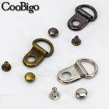 50 D Rings Stud Rivet Hook Buckles for DIY Craft Accessories
