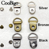 50 D Rings Stud Rivet Hook Buckles for DIY Craft Accessories