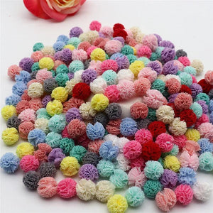 80/160pcs 15mm Mesh Lace Ball DIY Craft Plush Pendant Jewelry Accessories