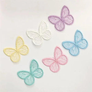 60Pcs 43mm Embroidered Butterfly DIY Hair Clips Clothes Patches Sewing Appliques