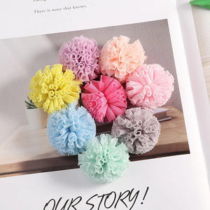 10Pcs 40mm DIY Lace Ball Elastic Flower Pompoms Craft Plush Pendant