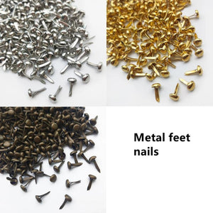 100pcs Iron Round Metal Mini 2 Foot Nails Fastener Silver DIY Embellishment