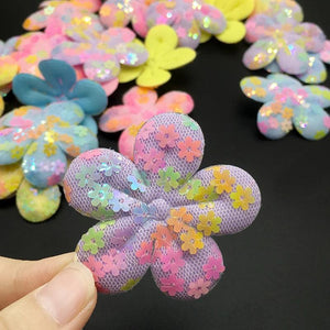20Pcs 55mm Sequins Flower Patches for DIY Clothes Hats Fabric Sewing Baby Head
