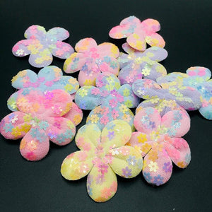 20Pcs 55mm Sequins Flower Patches for DIY Clothes Hats Fabric Sewing Baby Head