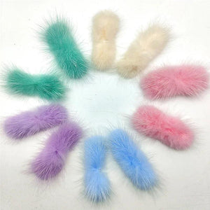 Mink Plush Ball Bow Tie Hair Accessories DIY Headdress Corsage Hairpin
