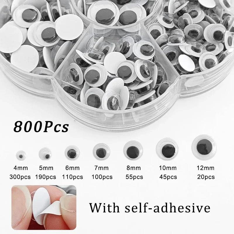 Self Adhesive Doll Eyes for DIY Crafts 4-12mm