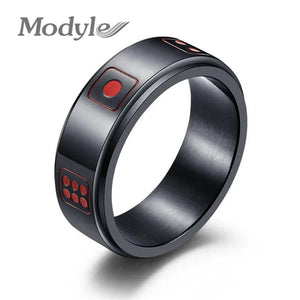 Men's Silver Stainless Steel Rotatable Dice Ring - Vintage Jewelry