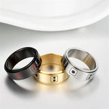 Men's Silver Stainless Steel Rotatable Dice Ring - Vintage Jewelry
