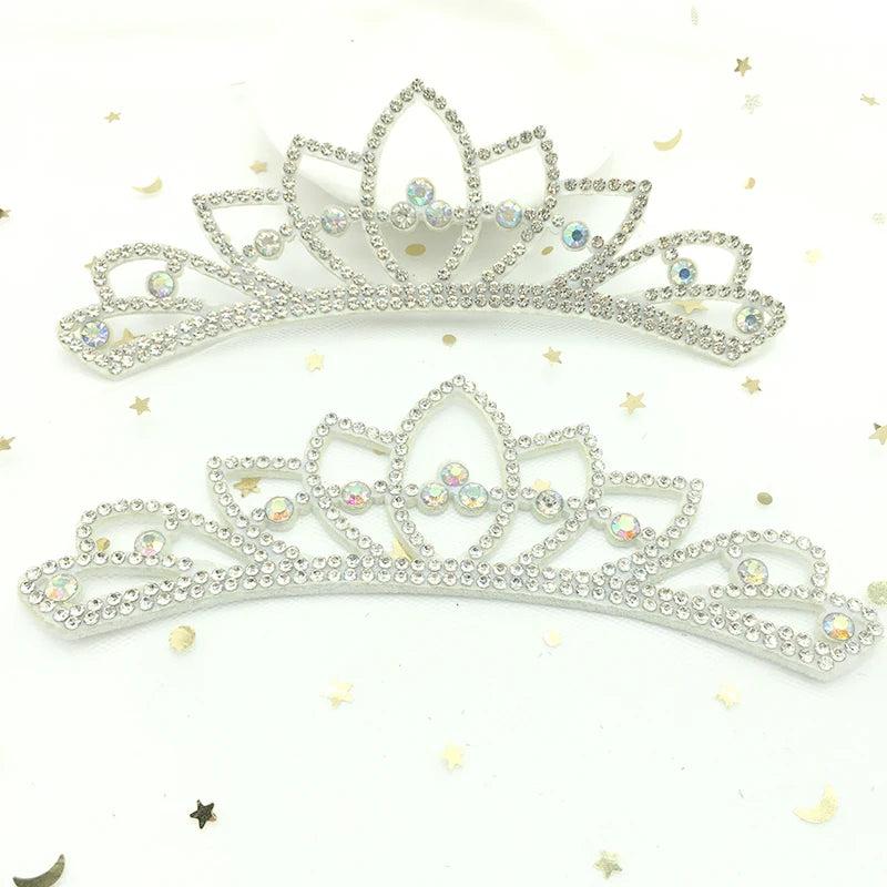 10Pcs Crown Rhinestone Patches for DIY Crafts Decor Applique Headwear