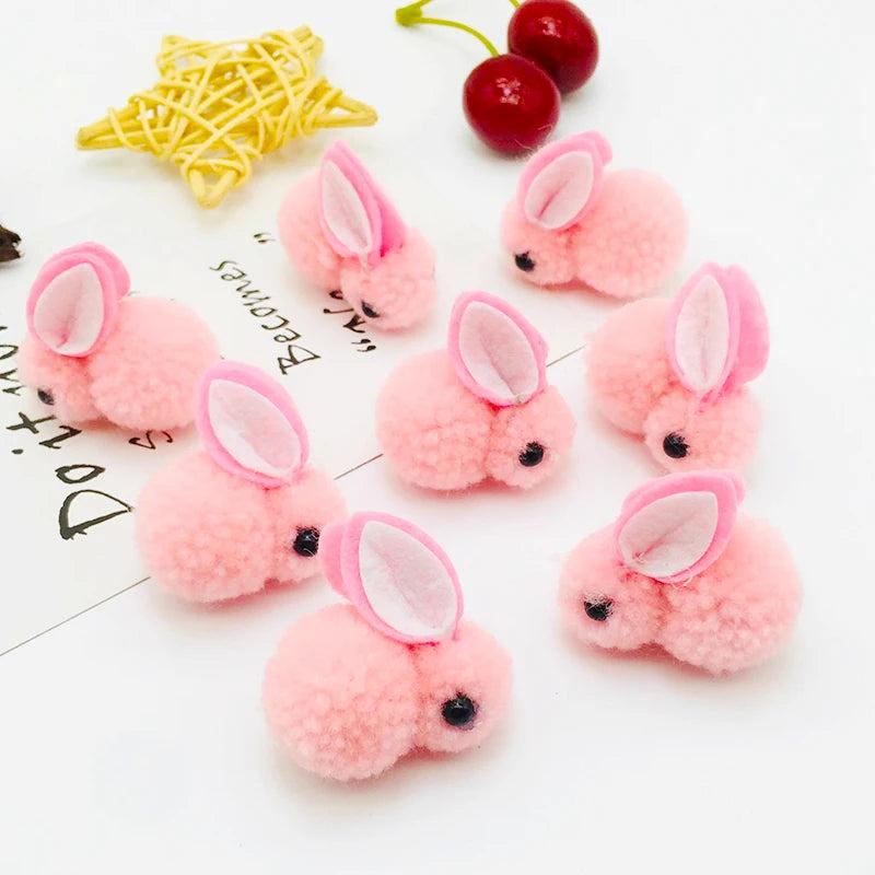 8Pcs 3D Rabbit Pompoms Fur Balls Sewing Knitted Keychain Scarf Hats DIY