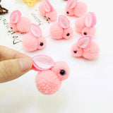 8Pcs 3D Rabbit Pompoms Fur Balls Sewing Knitted Keychain Scarf Hats DIY