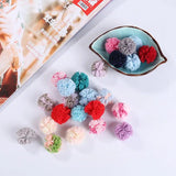 24Pcs/Lot 25mm Lace Gauze Elastic Flower Ball DIY Plush Pompom Mesh Pendant